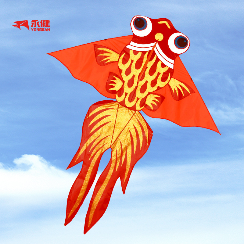 批发新中号烫金鱼风筝潍坊风筝 永健风筝厂家批发 质优价廉新款