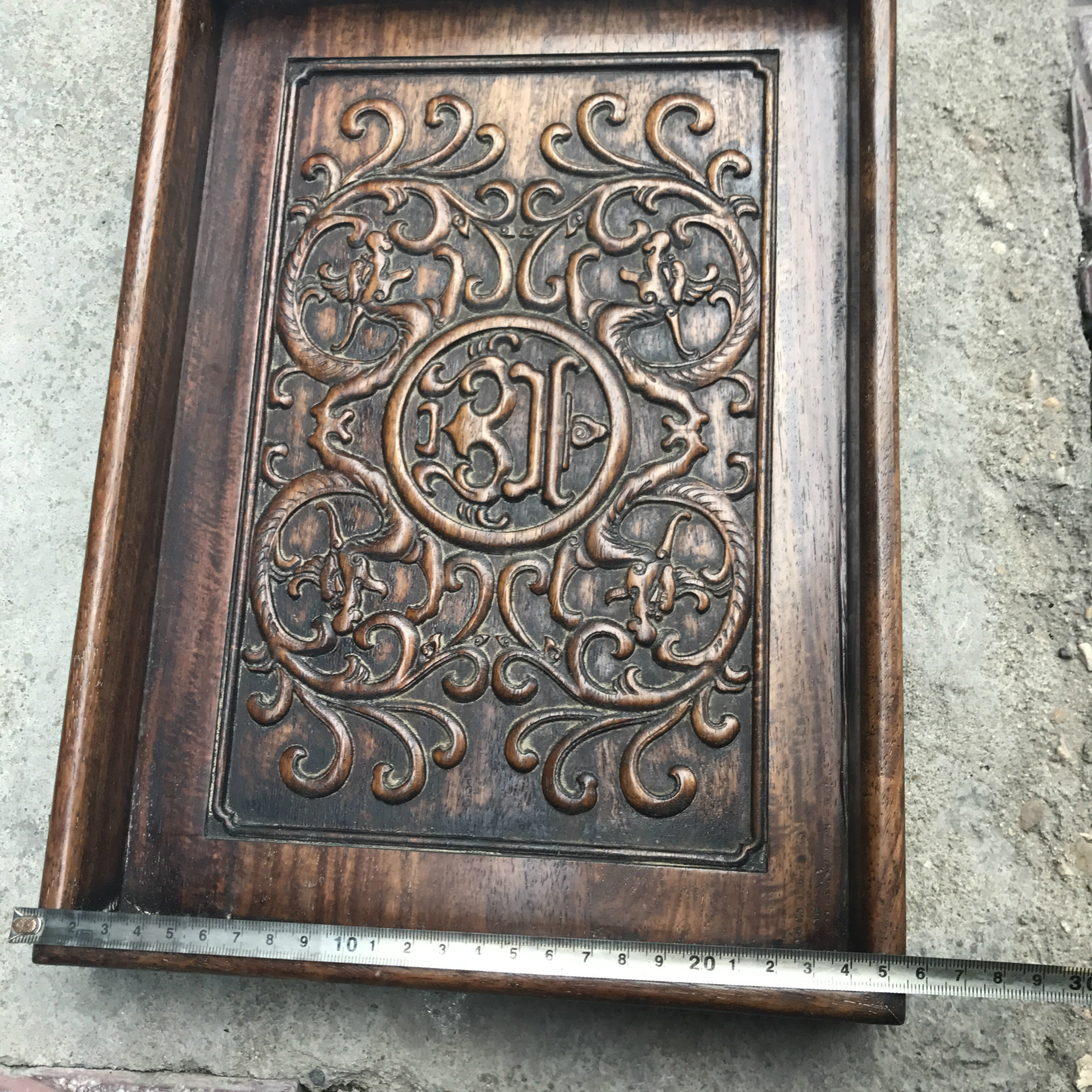 厂家直销做旧仿古古玩收藏木雕工艺花梨木托盘水果盘复古老家具