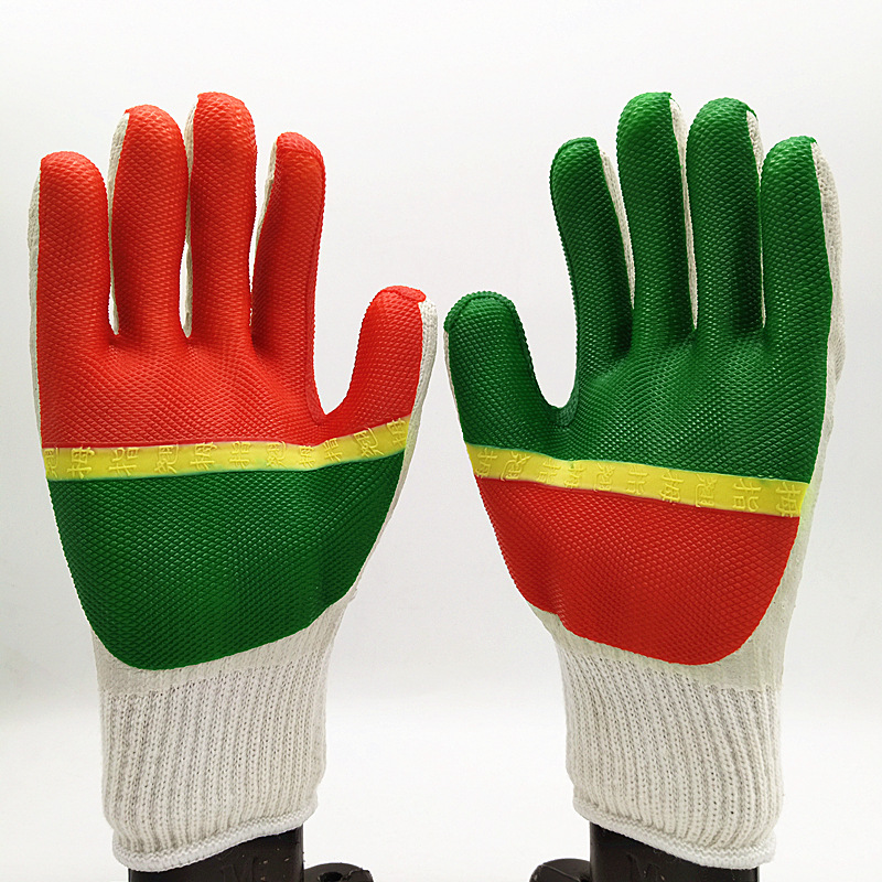 正品翘拇指胶片手套 双狼手套 工业橡胶手套 耐磨防割劳保手套