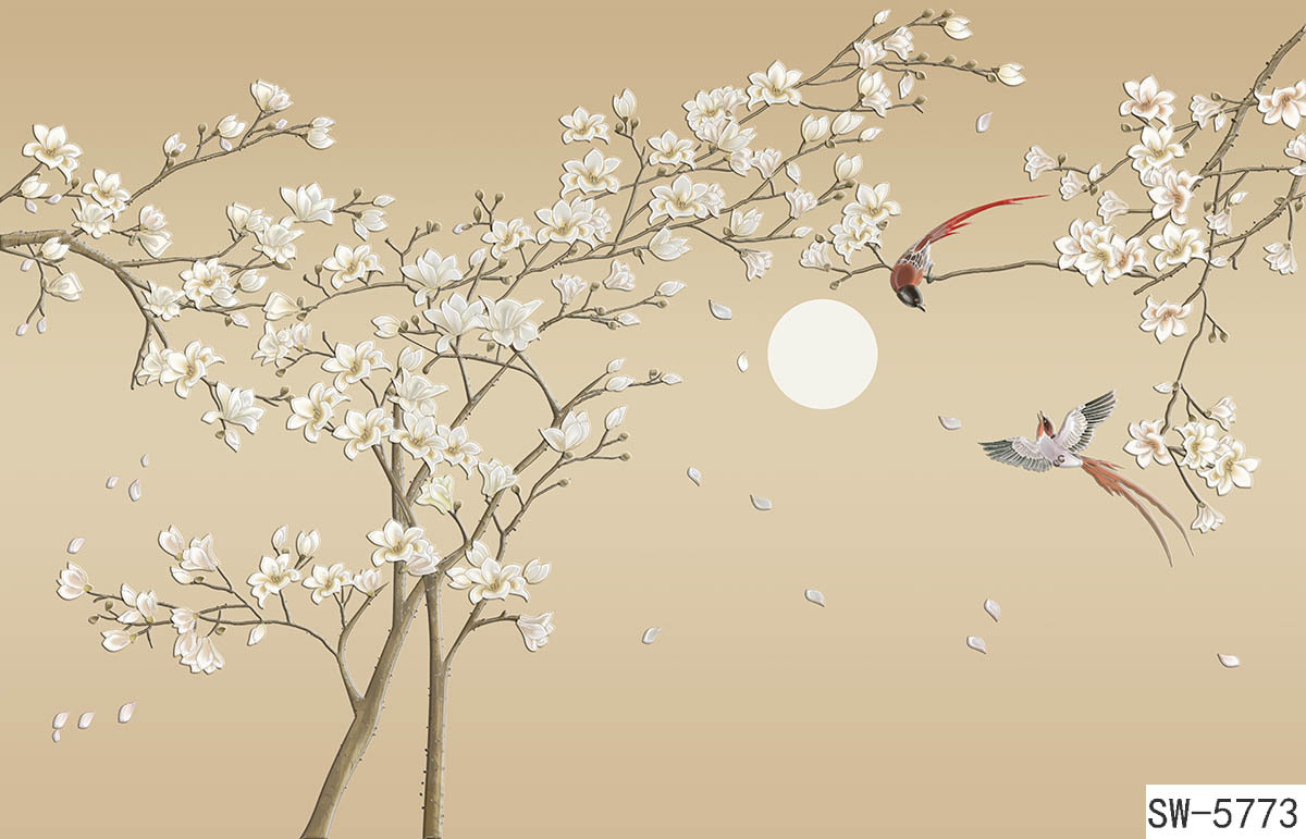 5d电视背景墙纸壁画无纺布壁纸影视墙中式无缝墙布客厅卧室3d立体