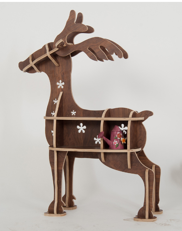 创意梅花鹿书架动物造型家具玄关桌动物置物架落地边几桌橱窗摆件