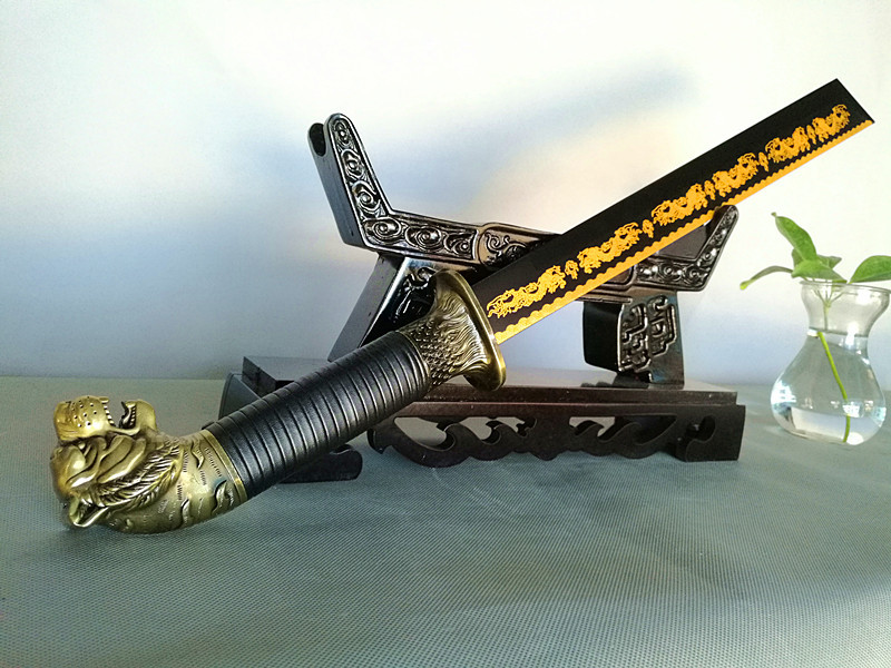 龙泉市刀剑 镇宅刀剑 印花金龙 虎头锦衣卫刀影视未开刃