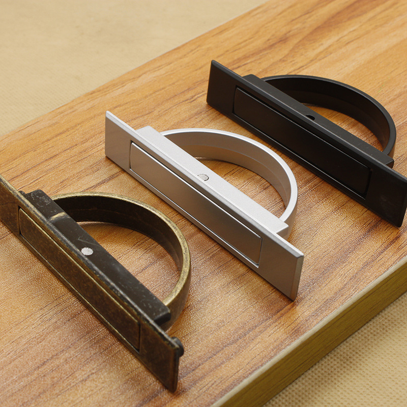 榻榻米隐形拉手暗拉手简约地台地柜隐形踏踏米抽屉旋转平面把手