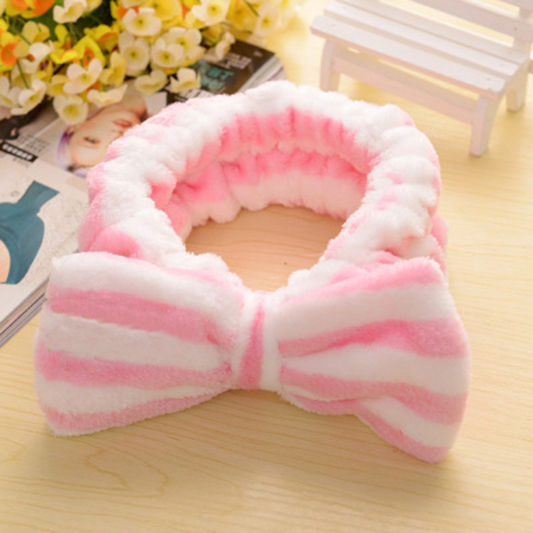 Flannel Headwear Bow Hair Band Female Online Influencer Face Wash Beauty Plush Hair Band Autumn and Winter Hair Accessories Face Washing Hair Band