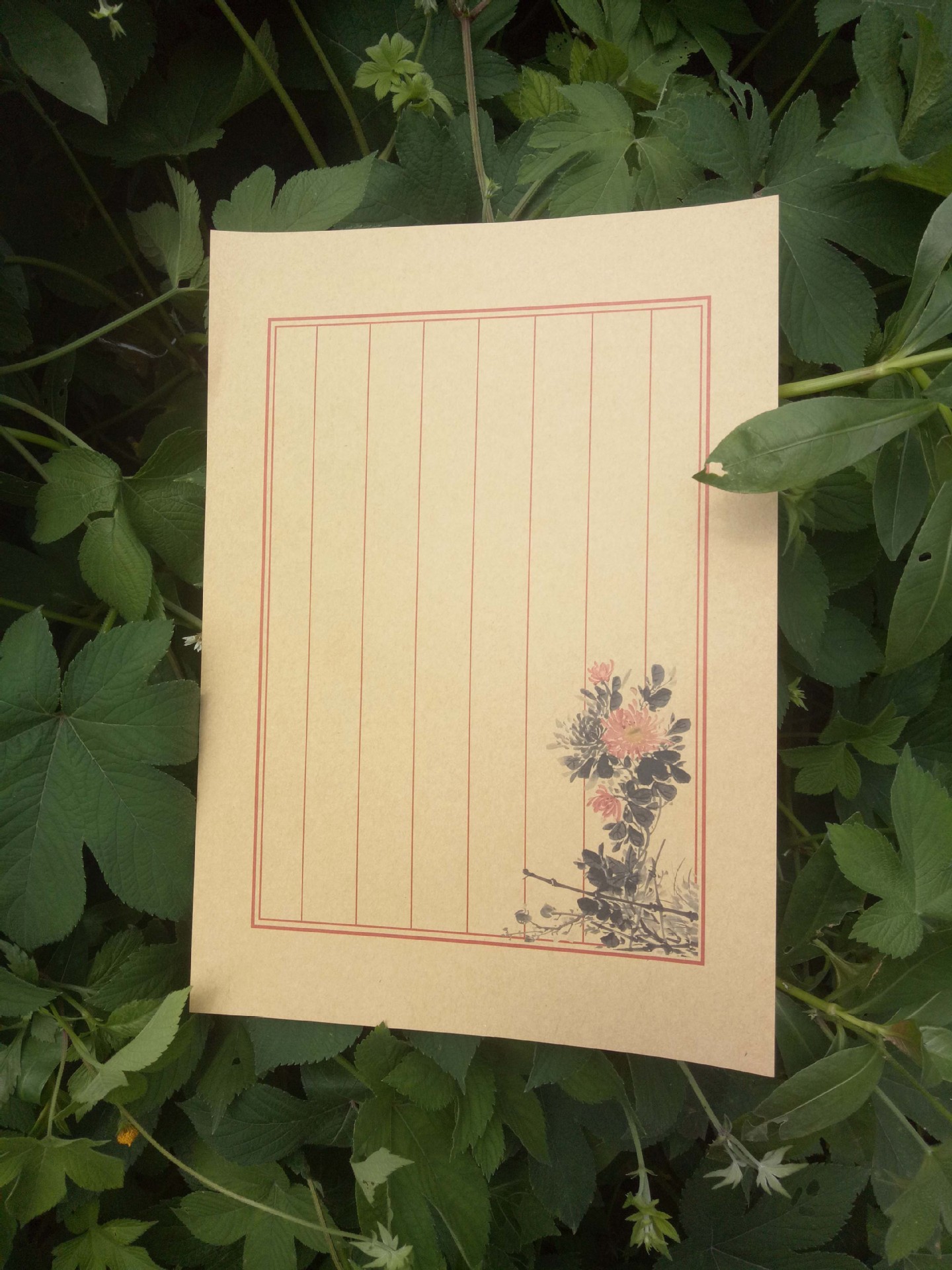 中国古风牛皮纸白纸复古水墨画信纸 一套8张入