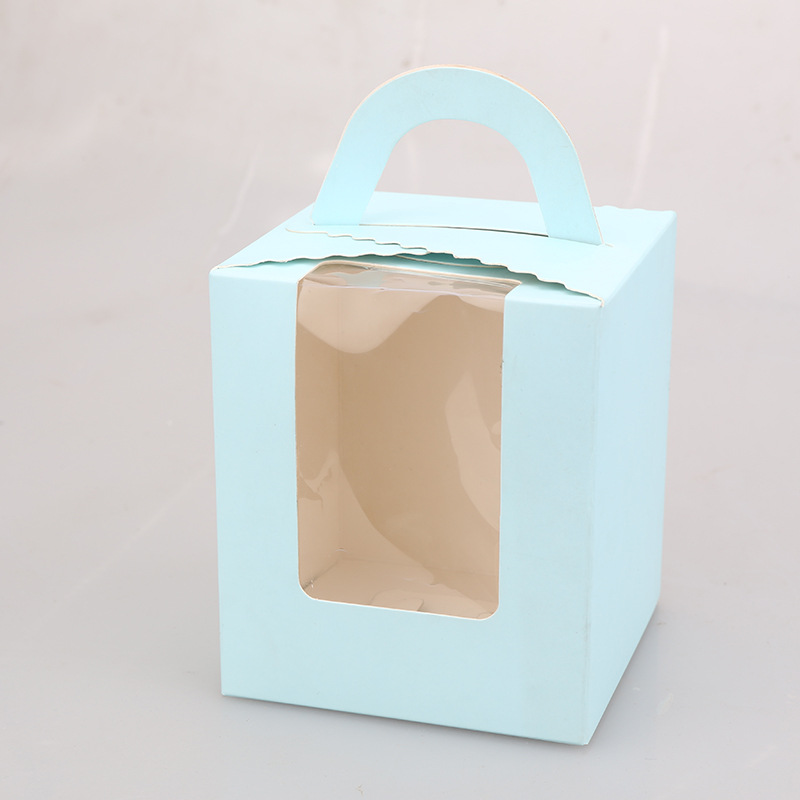 现货烘焙食品包装盒创意开窗手提礼品盒生日蛋糕盒莫斯盒厂家批发