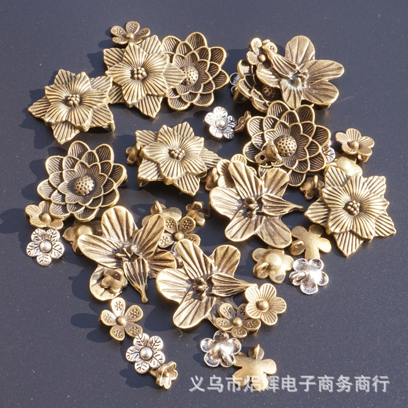 高档金属纽扣 花形复古青古铜色古银色时尚手缝扣子西服风衣钮扣
