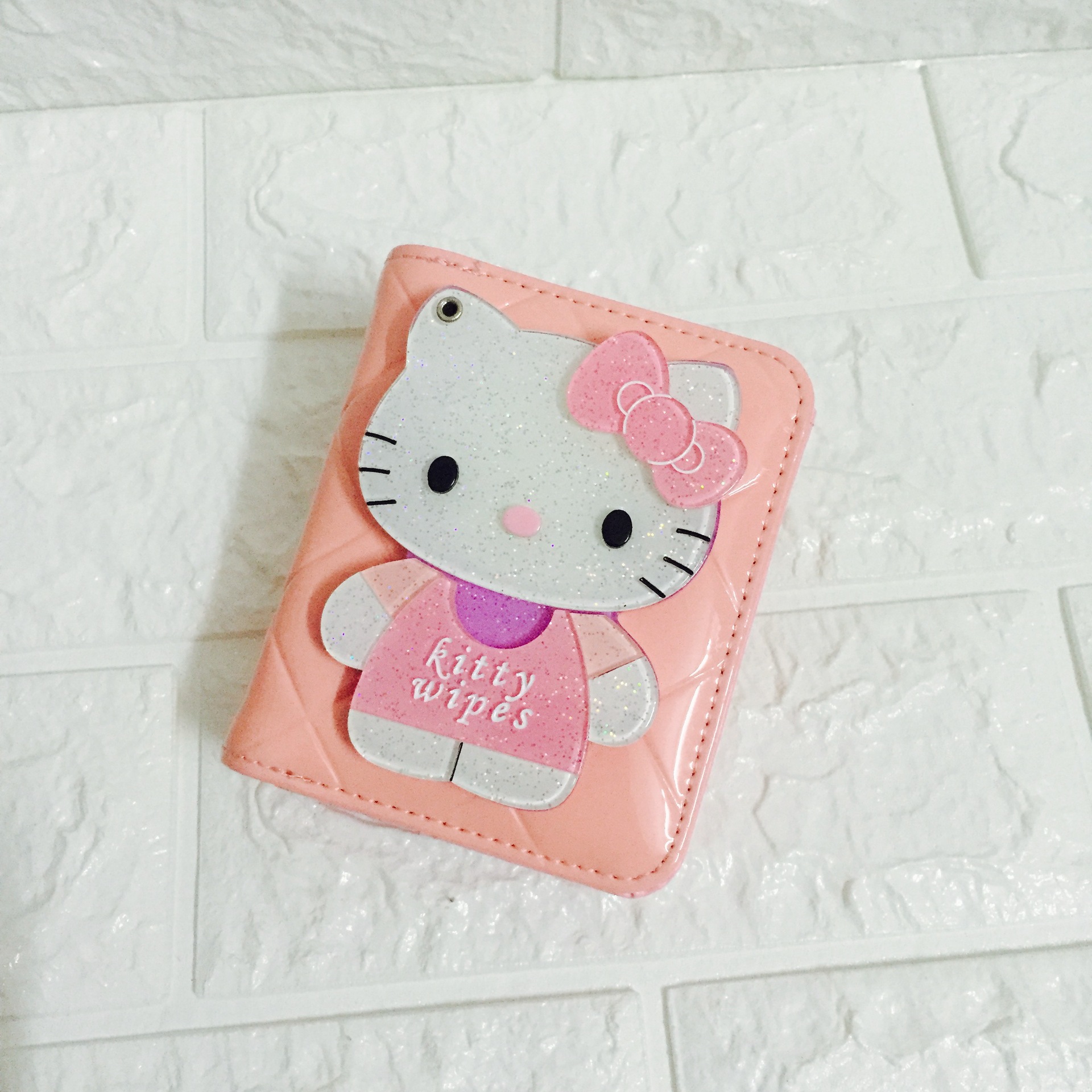 钱包工厂礼品订制粉色hellokitty凯蒂猫短款卡通时尚3d镜子钱包