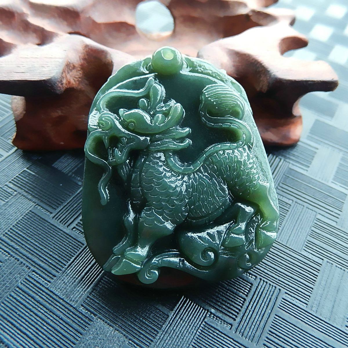 玉坠天然和田玉青玉麒麟玉佩男女款玉石玉项链玉吊坠吊坠