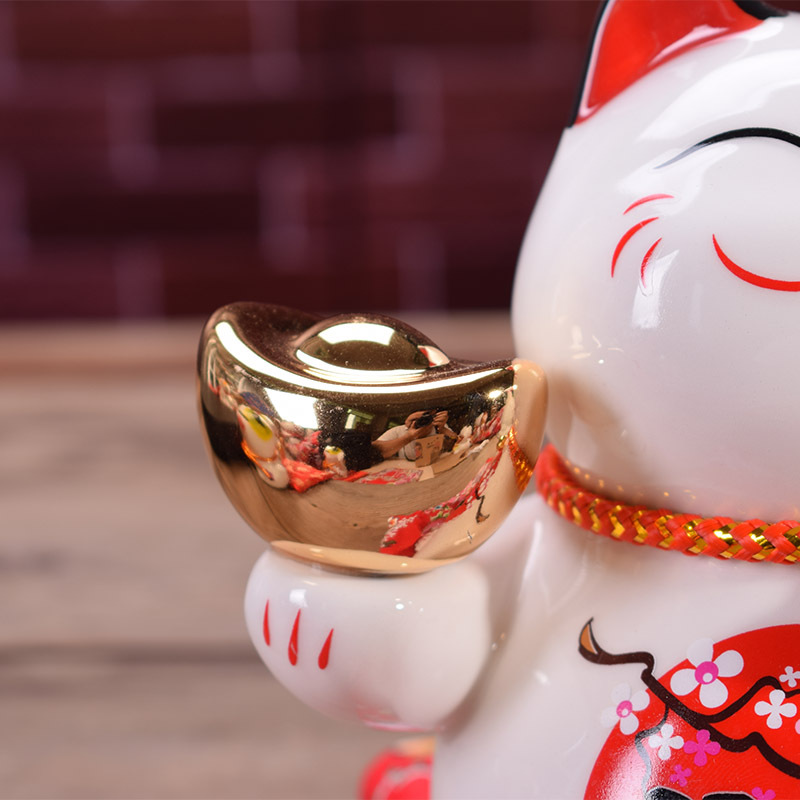 新款上市 6寸摇手金元宝创意招财猫 金运招财开业礼品摇手摆件