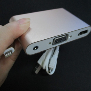 视频转换器适用于苹果5 6 7ipad mini/ipad平板转vga/hdmi高清