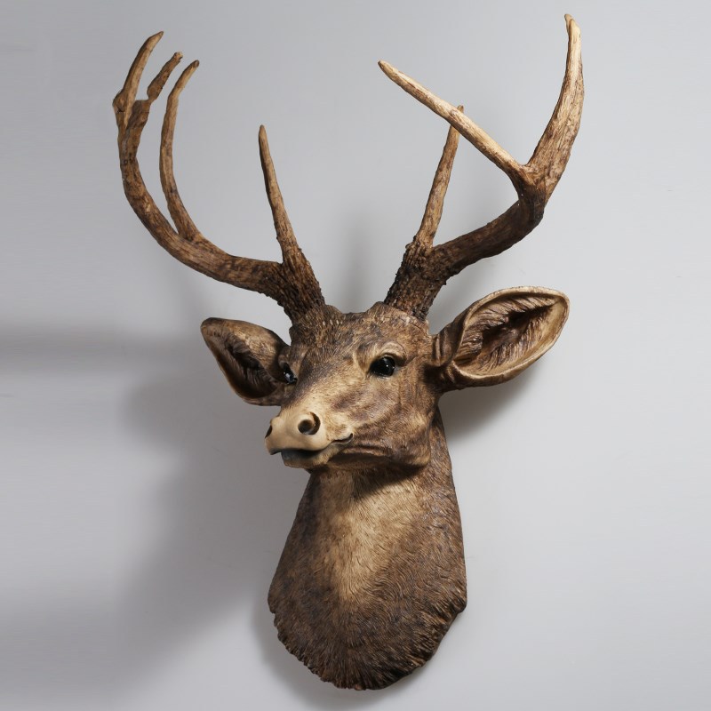 北欧复古鹿头树脂工艺品 创意装饰品挂饰 客厅酒吧动物头工艺礼品
