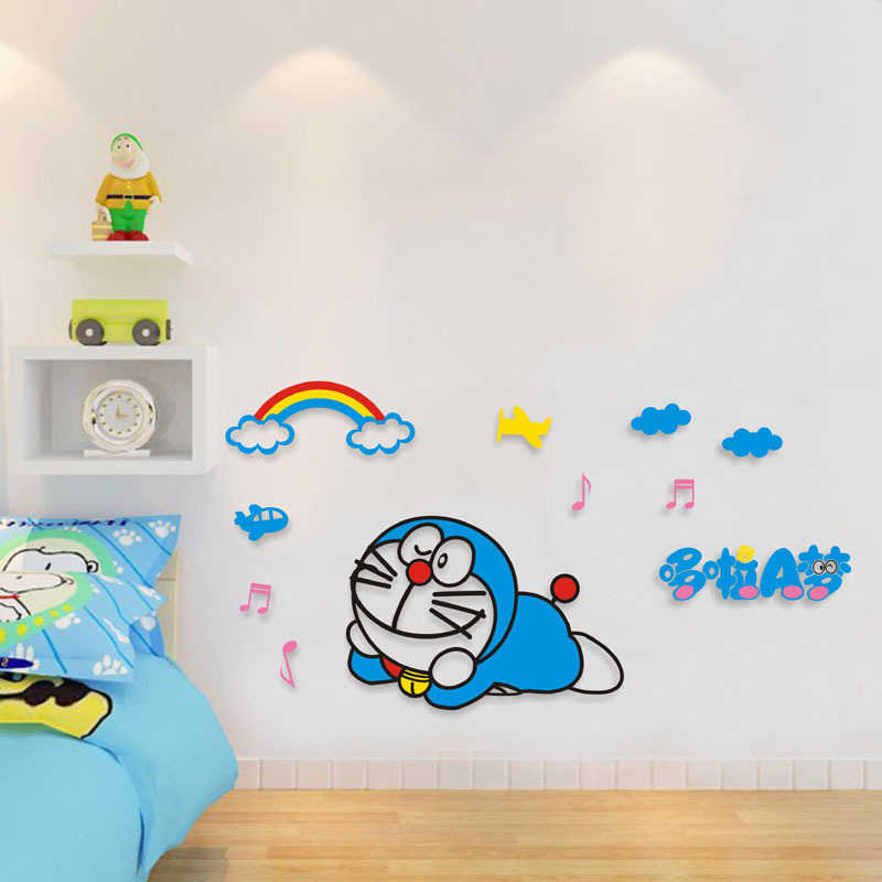 哆啦a梦叮当猫3d立体墙贴画幼儿园儿童房卧室房间床头卡通装饰品