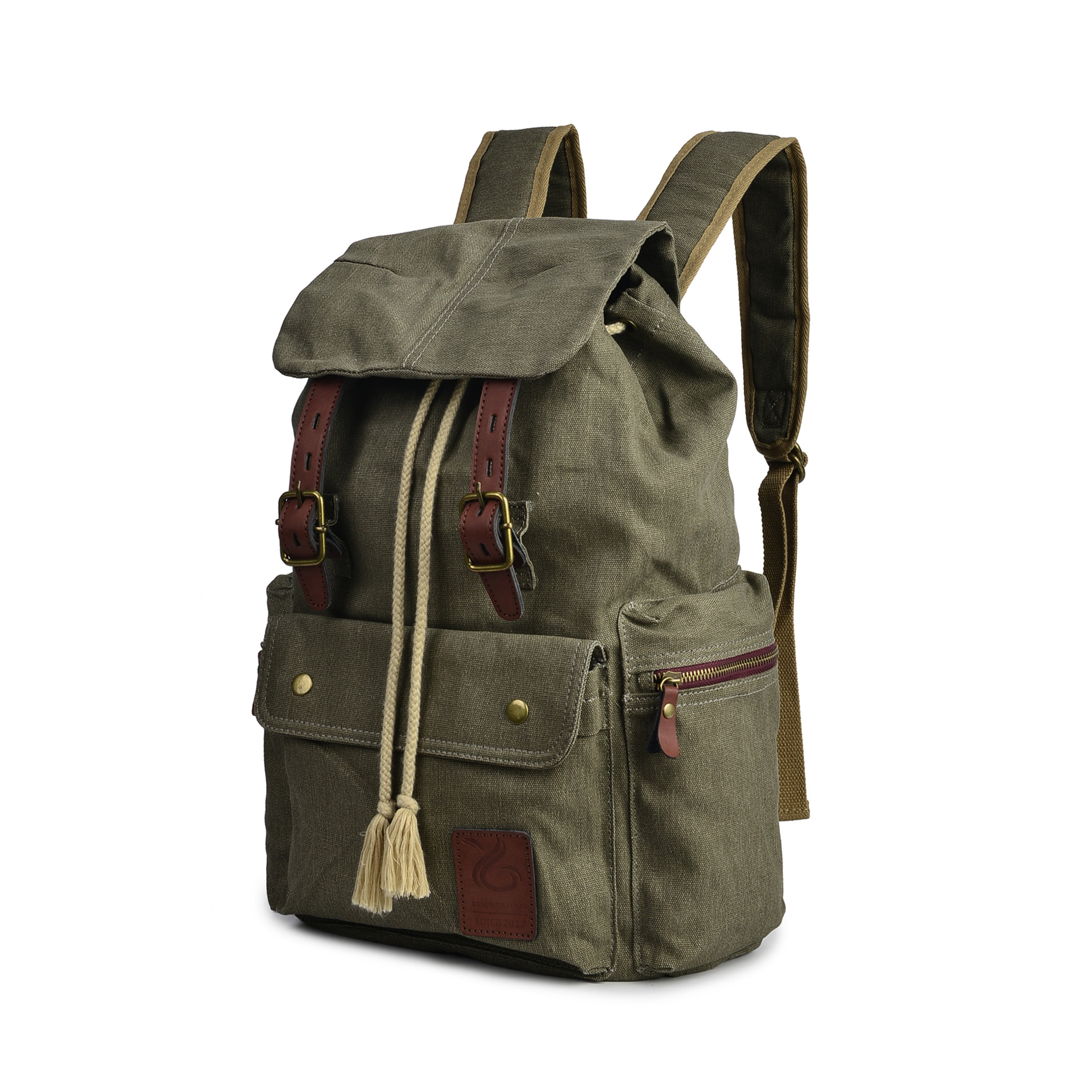 丝炫纤彩男士纯棉帆布包休闲户外大容量双肩背包厂家直销登山书包