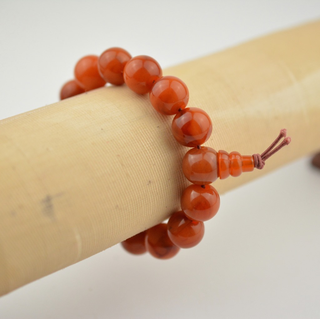 仿蜜蜡手串蜜蜡手链 咖啡色蜜蜡佛珠手链