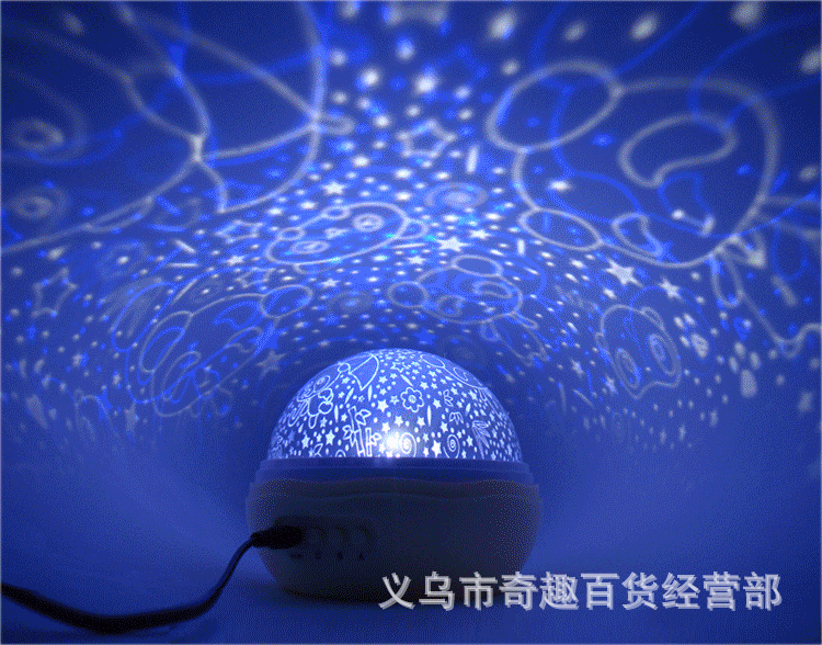 浪漫玫瑰花蕾投影灯梦幻星空灯海洋灯旋转投影卧室小夜灯创意厂家