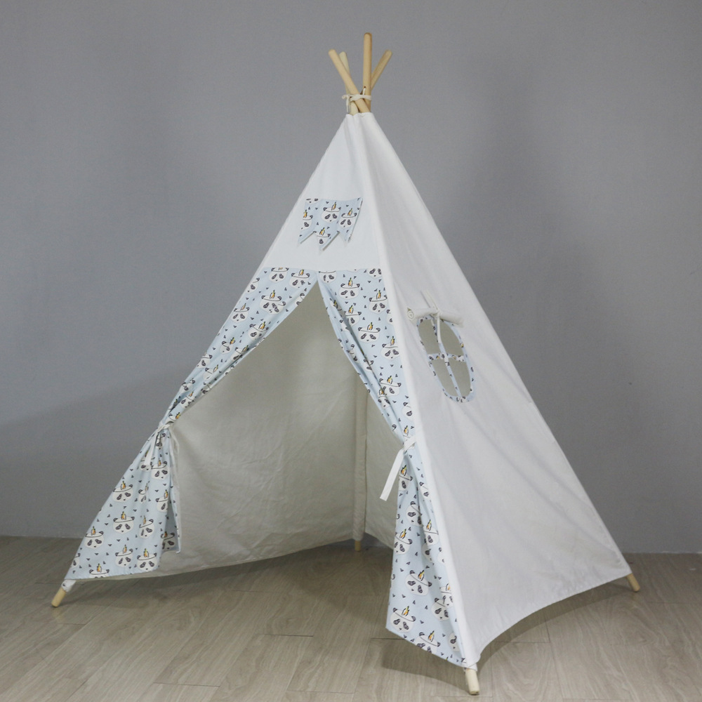 儿童帐篷熊猫印第安帐篷游戏屋亲子玩具公主房外贸款可以定制