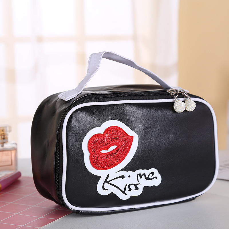 2023 New Women's Pu Cosmetic Bag Travel Toiletry Bag Cosmetic Storage Bag Large Capacity Factory Direct Supply Wholesale