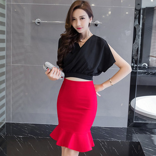 鱼尾 包臀 半裙 高腰