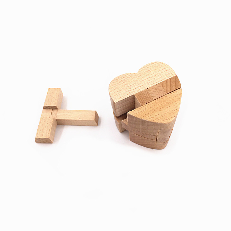 榉木心锁 经典益智成人鲁班锁儿童拆装礼品木制玩具 孔明锁