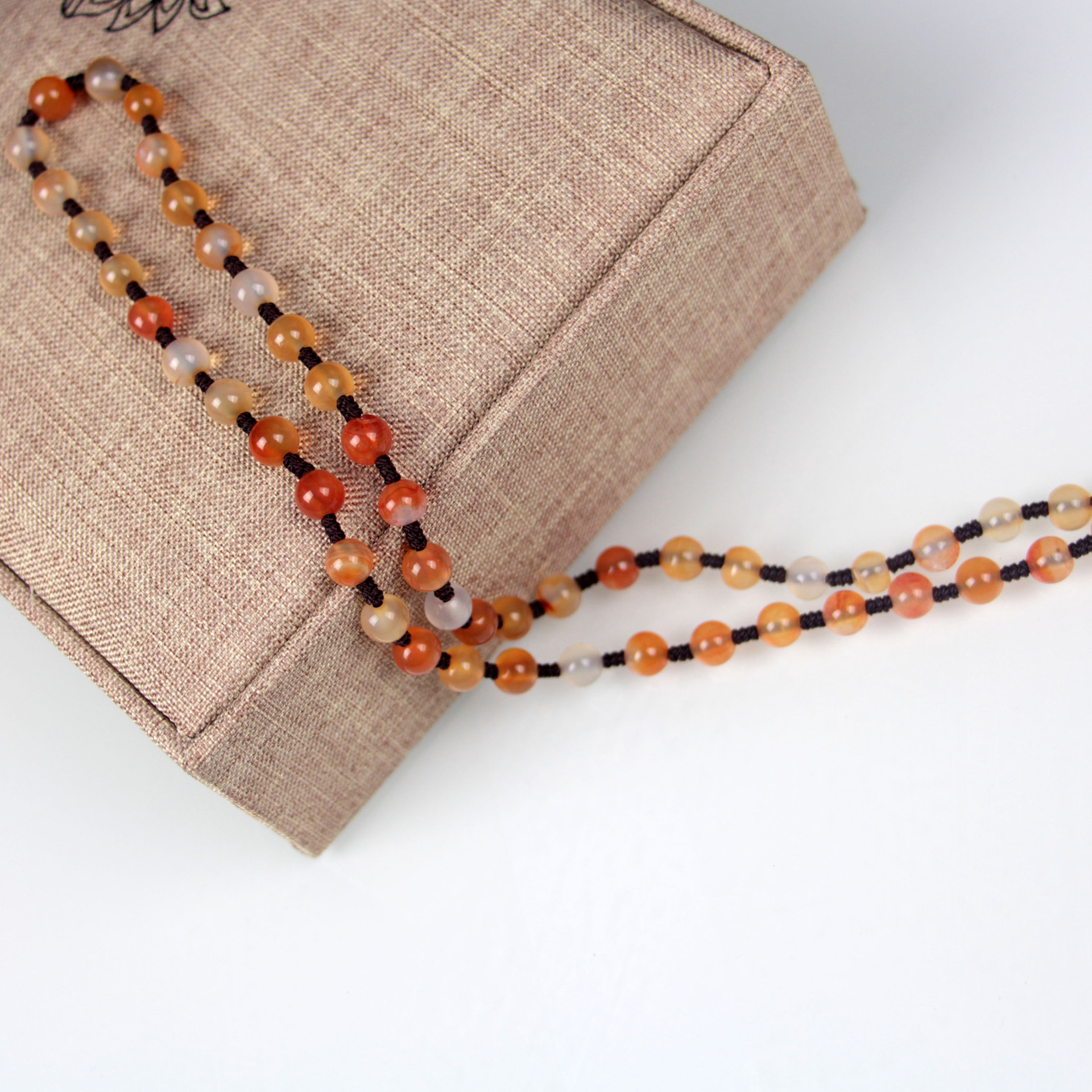 手工编织 玛瑙项链绳6mm 玉髓珠链 打结线 配冰彩玉髓吊坠