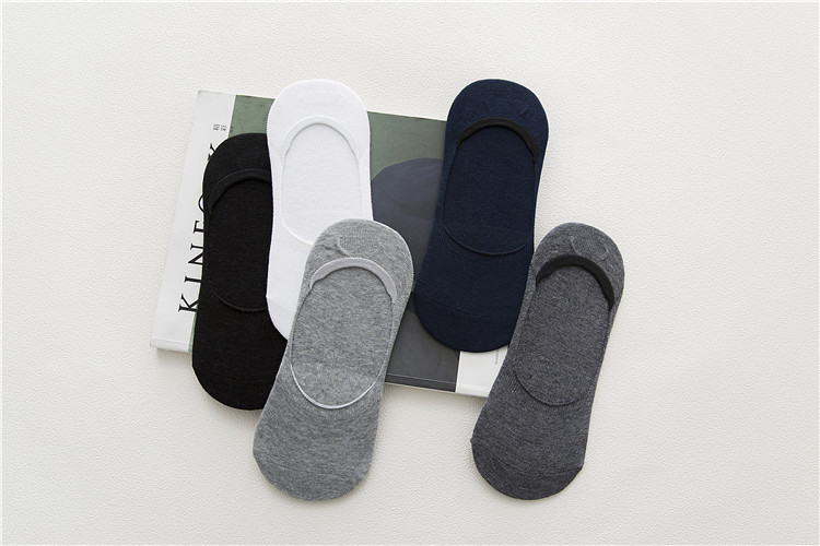 Men's Spring and Summer Cotton Solid Color Invisible Socks Silicone Non-Slip Casual Cotton Socks Male Socks Low Cut Sock Socks Wholesale