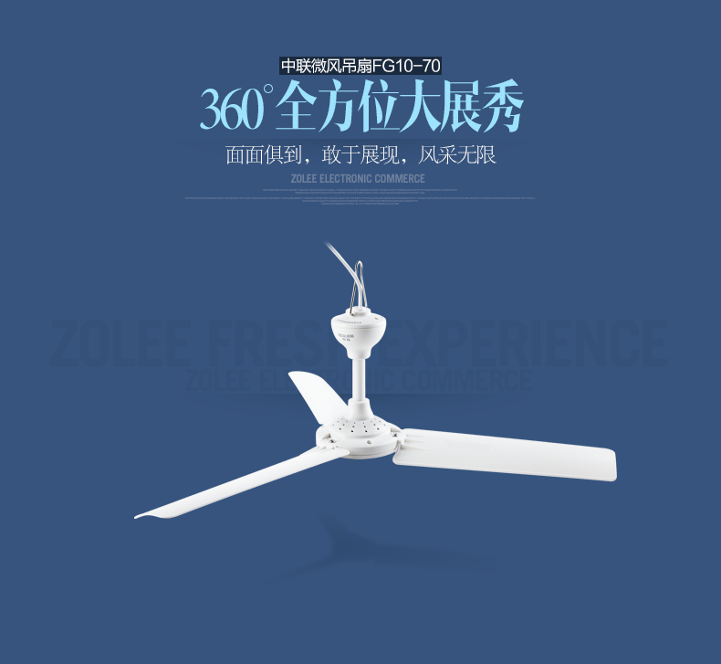 中联电风扇 学生扇 满天星系列微风吊扇 fd10-70 700mm