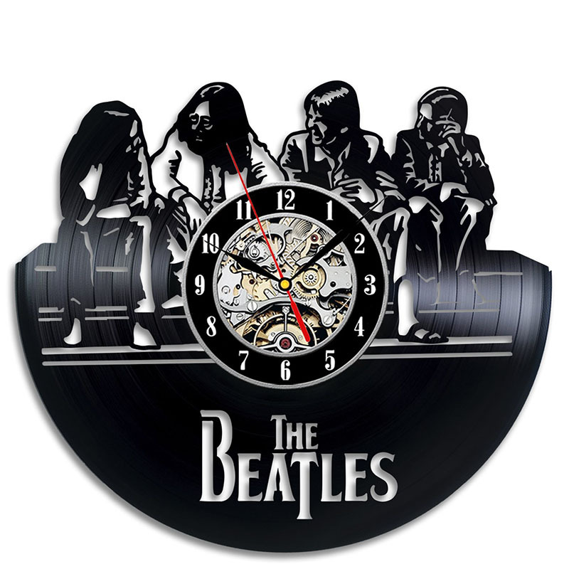 甲壳虫乐队乙烯基材质现代家庭复古装饰礼物类黑胶唱片挂钟