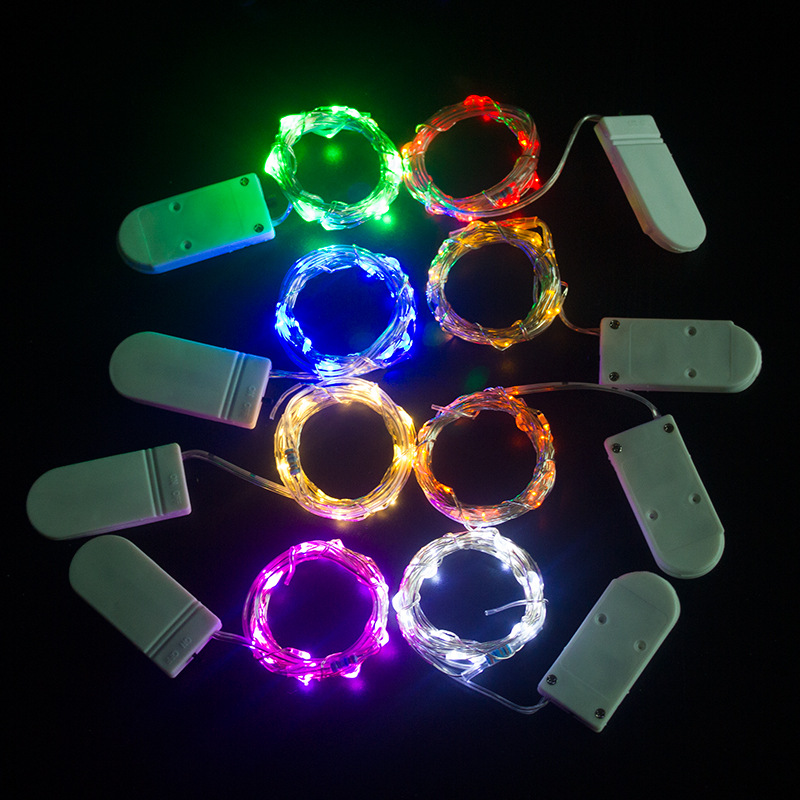 纽扣电池盒灯串圣诞灯串2米20灯纽扣电池婚庆灯饰用品