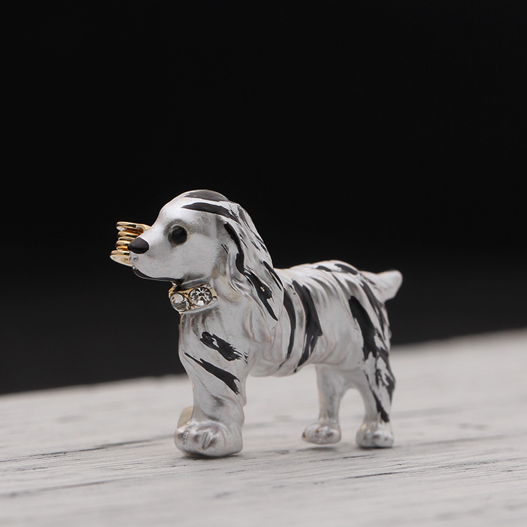 太阳云 韩版韩式可爱黑白相间长毛狗胸针牧羊犬别针男女同款胸花