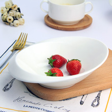 外贸创意日韩陶瓷斜口沙拉碗甜品水果点心小吃碗餐厅面碗烘焙餐具