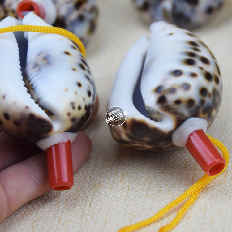 海螺口哨天然旅游工艺品景区热卖黑星海螺贝壳虎贝口哨