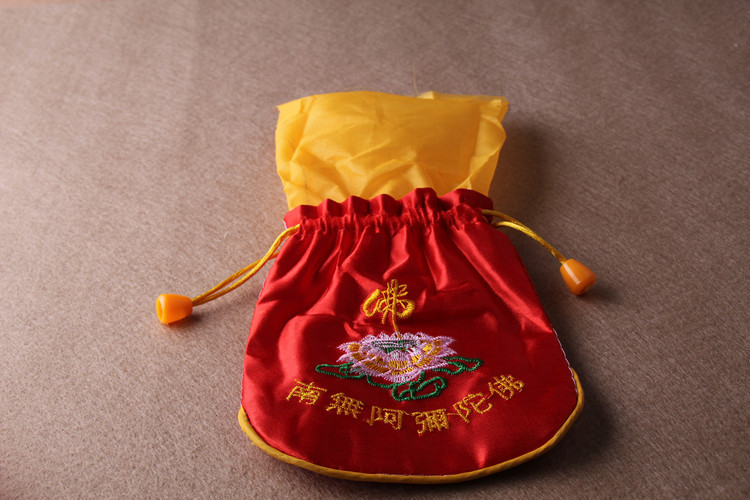批发福袋祈福小佛袋念珠袋阿弥陀佛黄色佛教用品袋子佛学荷包