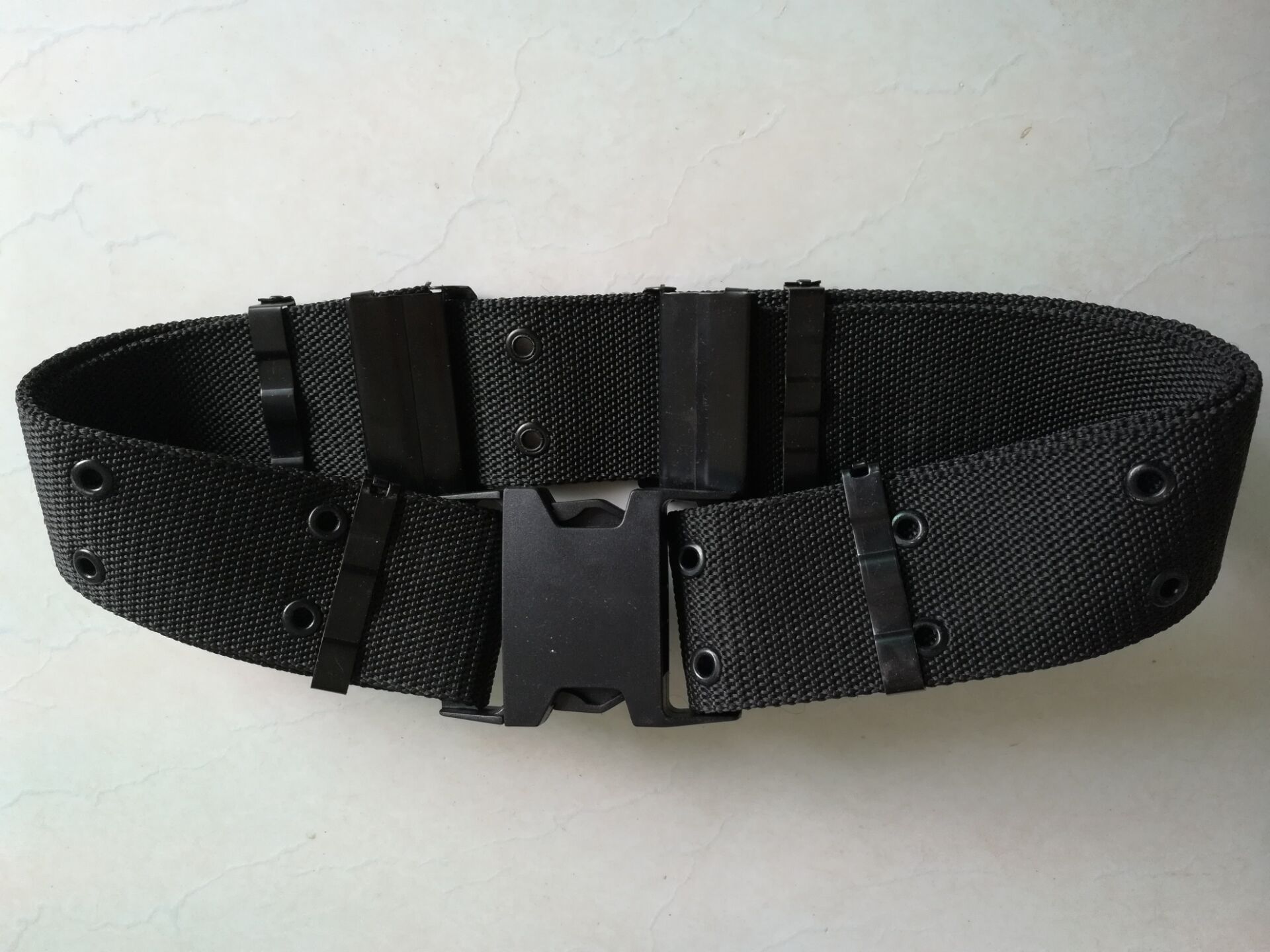 黑色作训腰带男黑色战术武装带保安训练腰带绿色尼龙内外编织s带