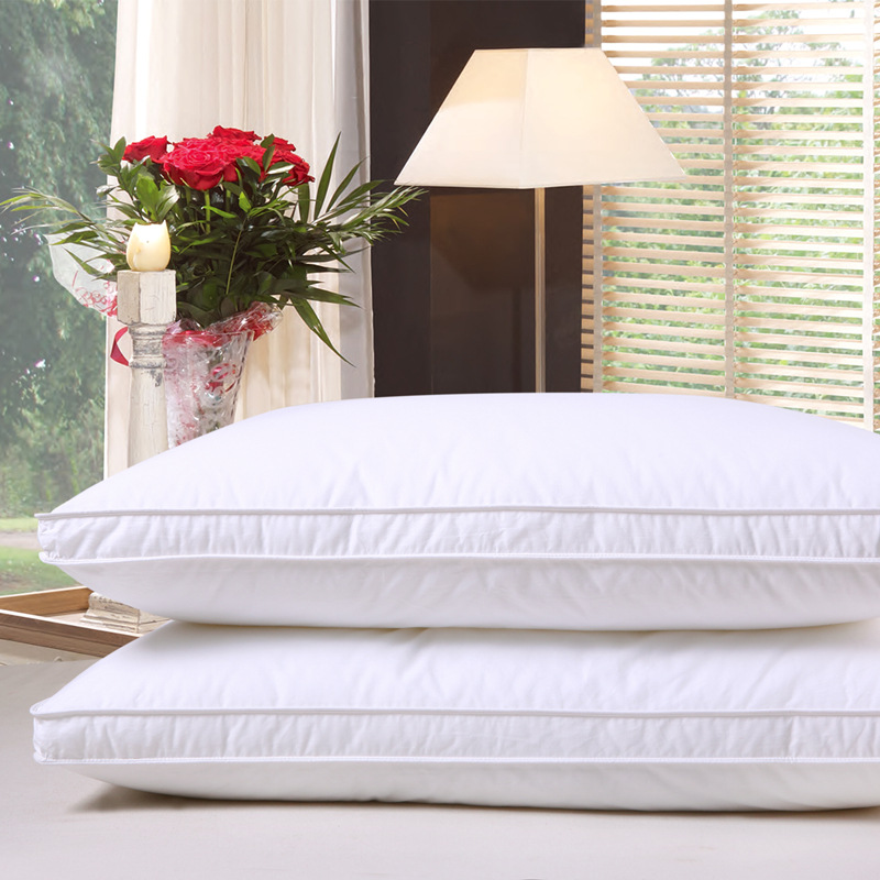 Factory Direct Sales Five-Star Hotel Pillow Pillow Insert Cotton Feather Velvet Adult Single Cervical Pillow