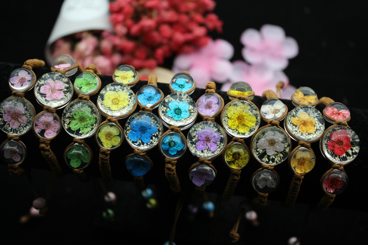 时光宝石真花干花手链 景区地摊批发森系 名族风手工饰品日系