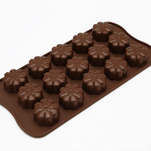 现货批发硅胶巧克力模具 15连四叶草硅胶模 花形糖果冰块巧克力模