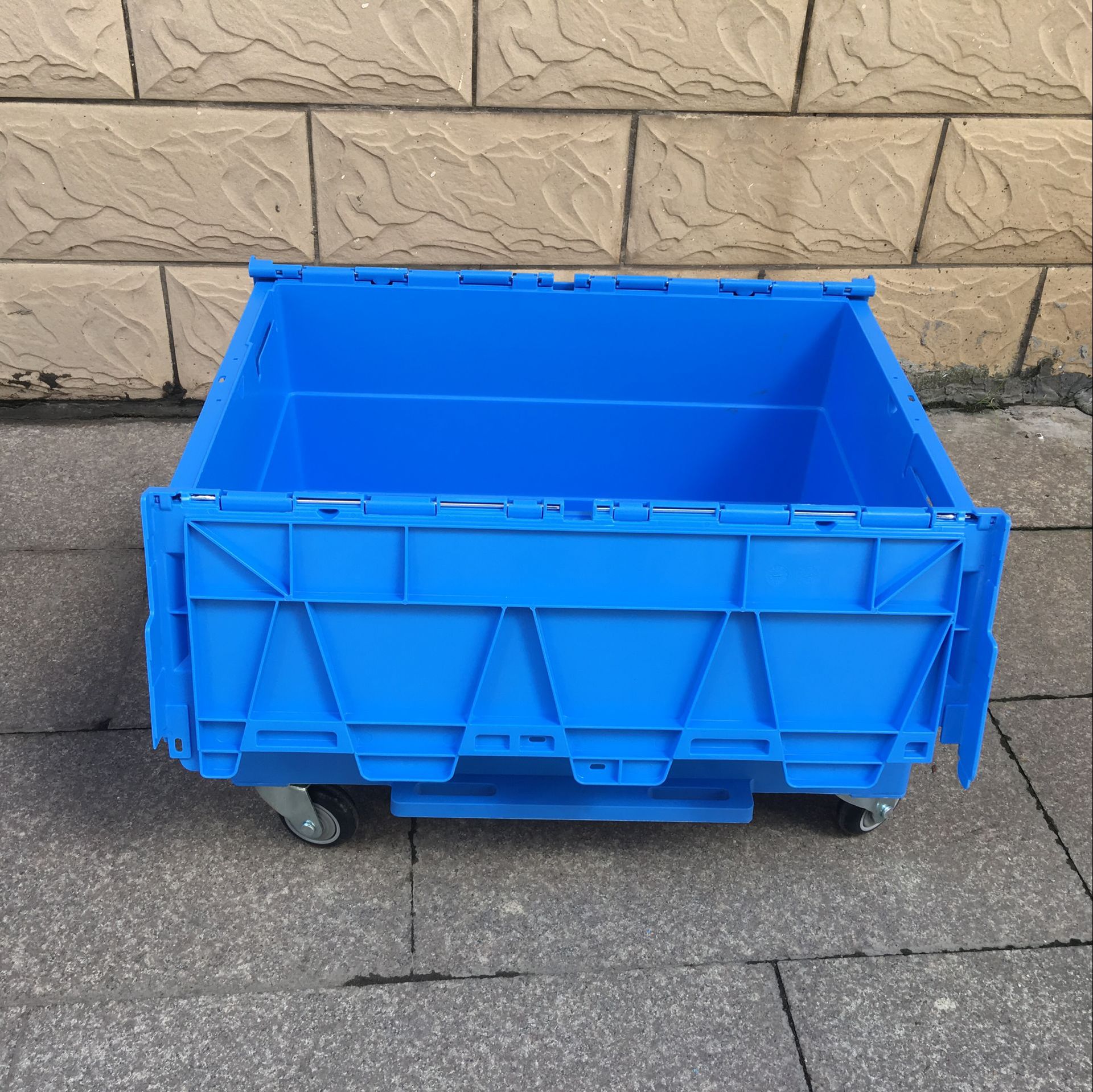 医药冷链配送连盖箱 彩色斜插式物流箱 加厚可套叠周转箱厂家直销