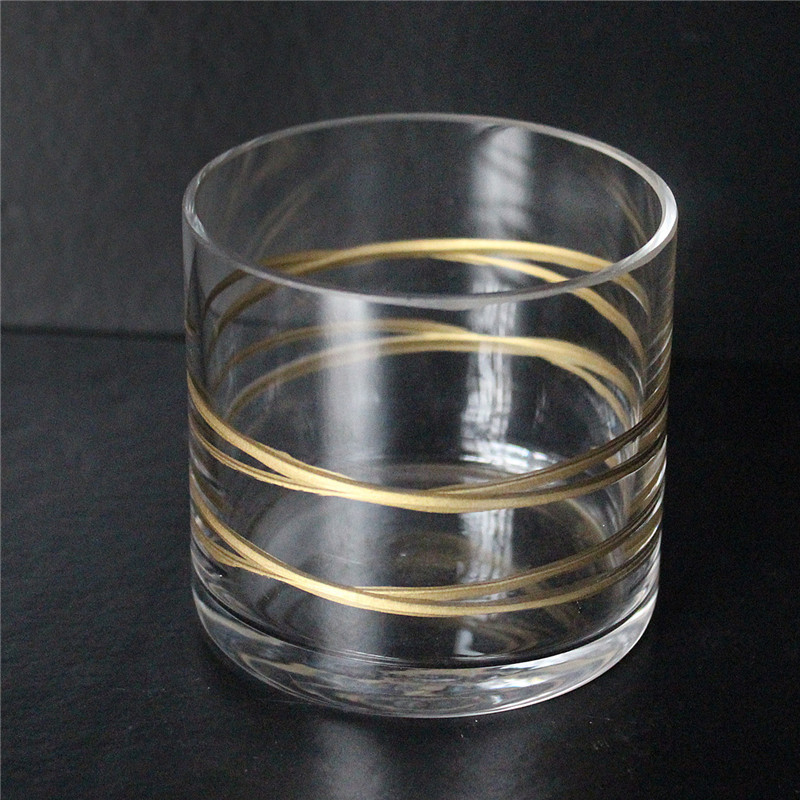 彩色电光水电镀玻璃低口杯圆底果汁杯创意绕丝威士忌酒杯定制出口