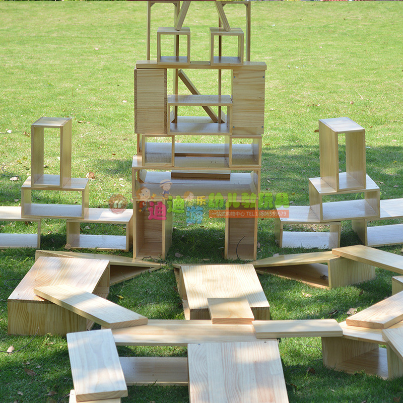 幼儿园大型户外积木52片超大碳化空心积木户外特大原木色空心积木