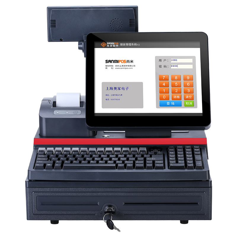 奥家500收银机一体机收款机服装店便利店超市收银台电脑一体机