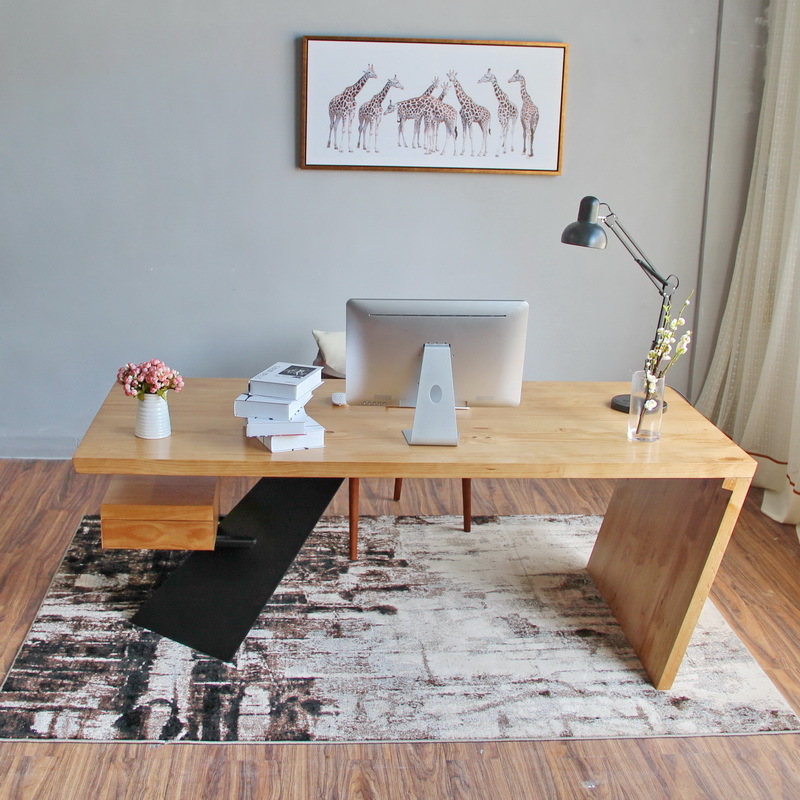 简约自然边实木办公桌 创意桌脚家用书房电脑桌设计师办公室桌子