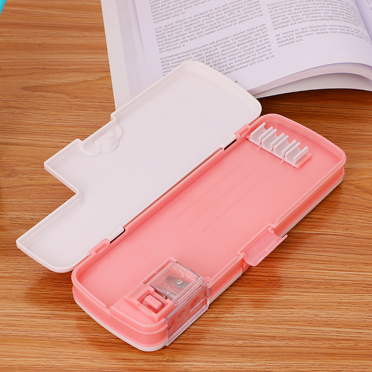 Authentic Pinyou Children Cartoon Pencil Box Creative Double Open with Pencil Sharpener Stationery Box Cute Student Stationery Pencil Case