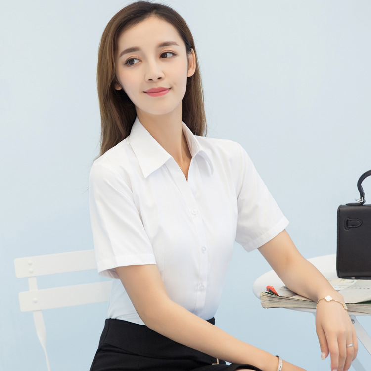白衬衣长袖衬衫商务职业衬衫抖音纯色男女同款证件照衬衫寸衫工装