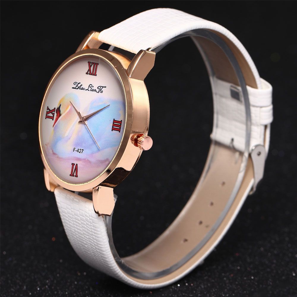 正品品牌女款手表时尚天鹅女表皮带女士手表批发f-427鳄鱼纹表带