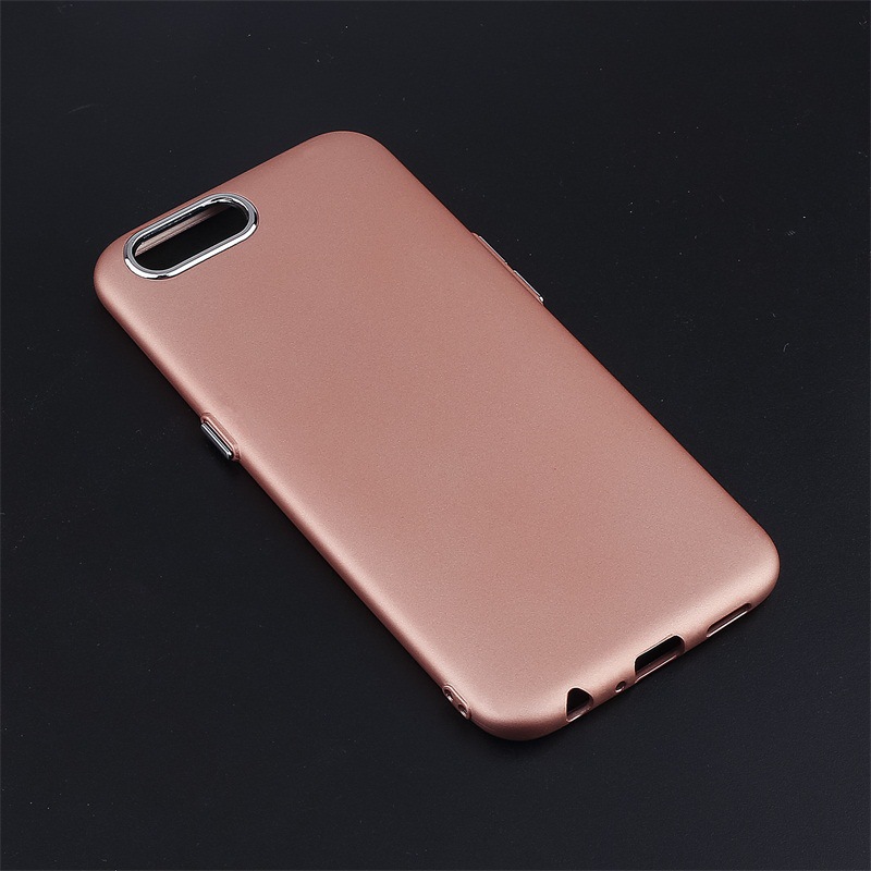 坚卓oppo r11橡胶手感软壳 电镀按键皮革漆磨砂手机壳 工厂直销