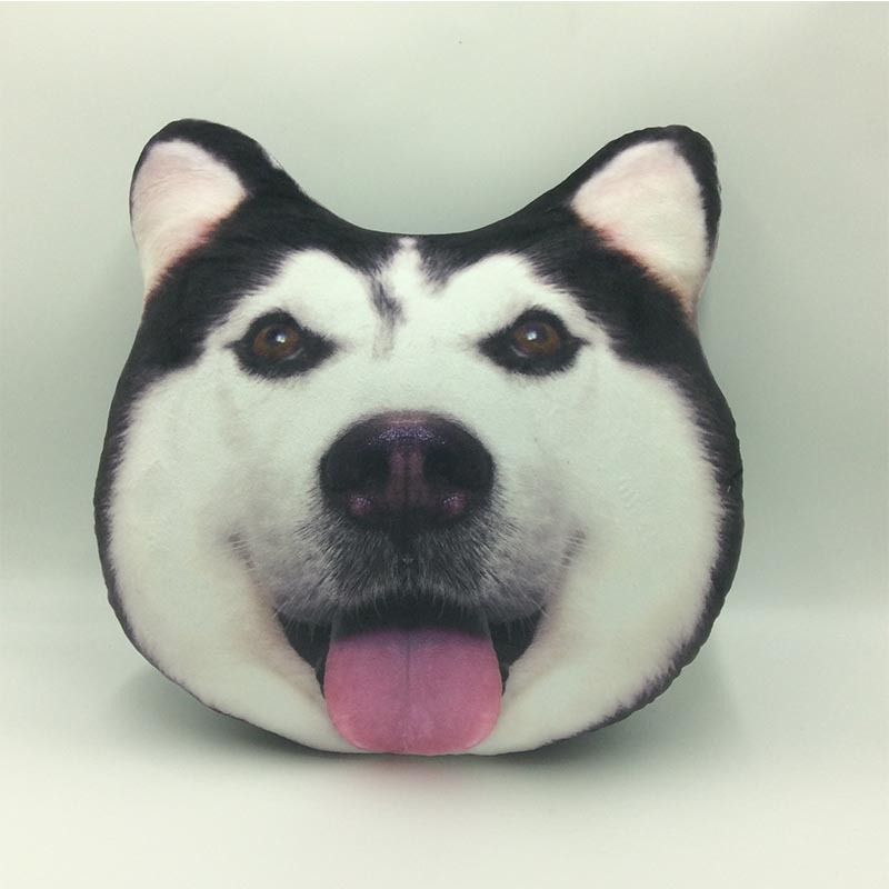 厂家热卖创意二次元动漫周边3d狗头抱枕公仔转印靠垫抱枕零售