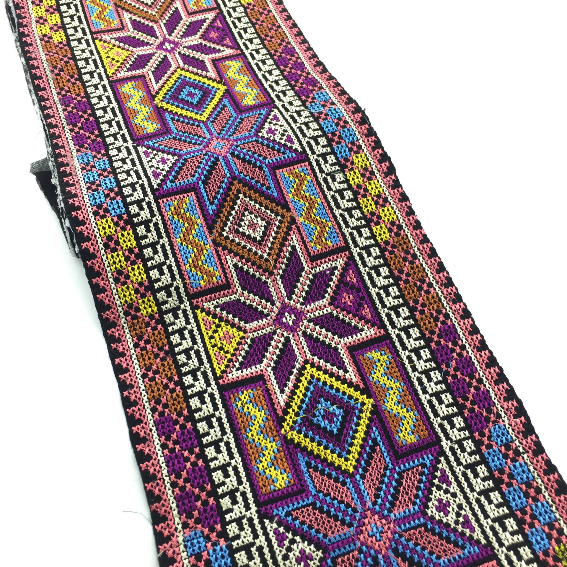 30cm民族风十字绣花边 外贸出口原单 箱包刺绣花边 提花织带绣花