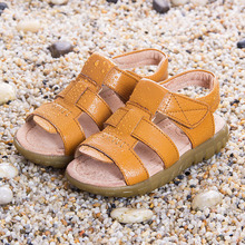 夏季新款童鞋儿童开口沙滩鞋头层牛皮男女童凉鞋支持一件代发