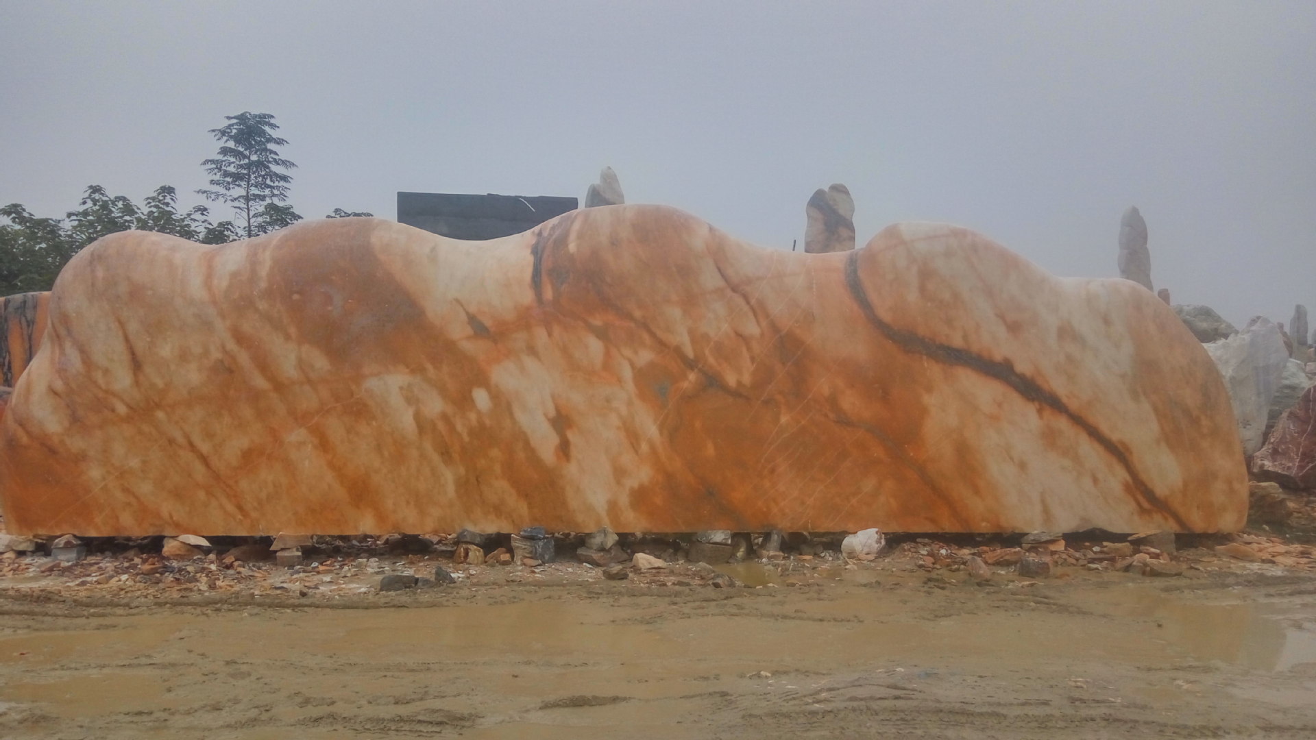 晚霞红门牌石 大理石自然石 景观石打磨 营造和谐生活